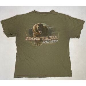 VTG Sportman's Warehouse Montana Big Ski Country Bear T-shirt Men XL Olive Green